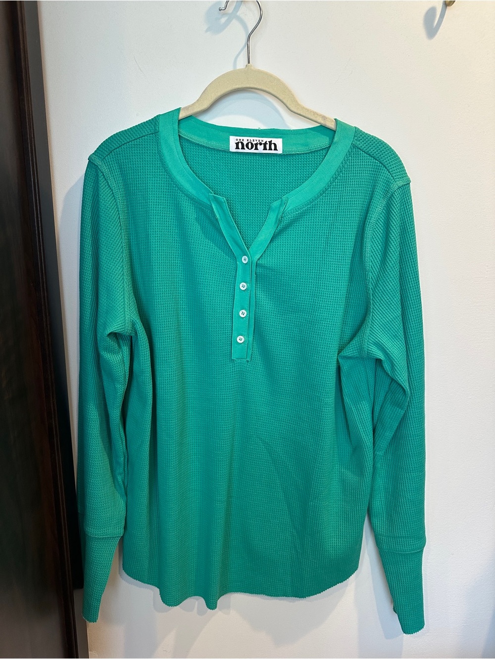 North Long Sleeve Henley Tee in Teal
